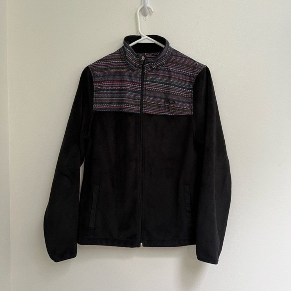 FILA black super soft fleece zip up jacket size medium GUC